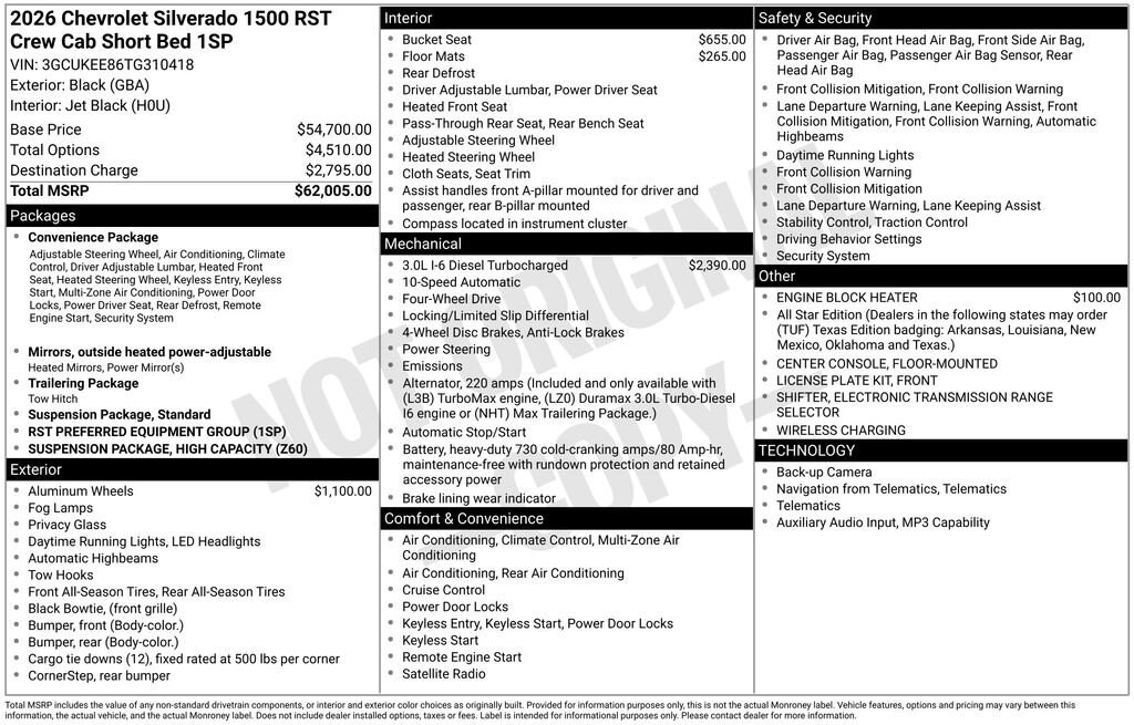 New 2026 Chevrolet Silverado 1500 RST Truck Crew Cab