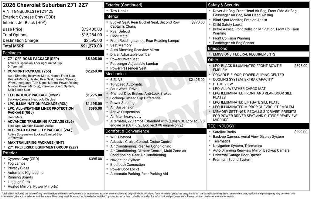 New 2026 Chevrolet Suburban Z71 SUV