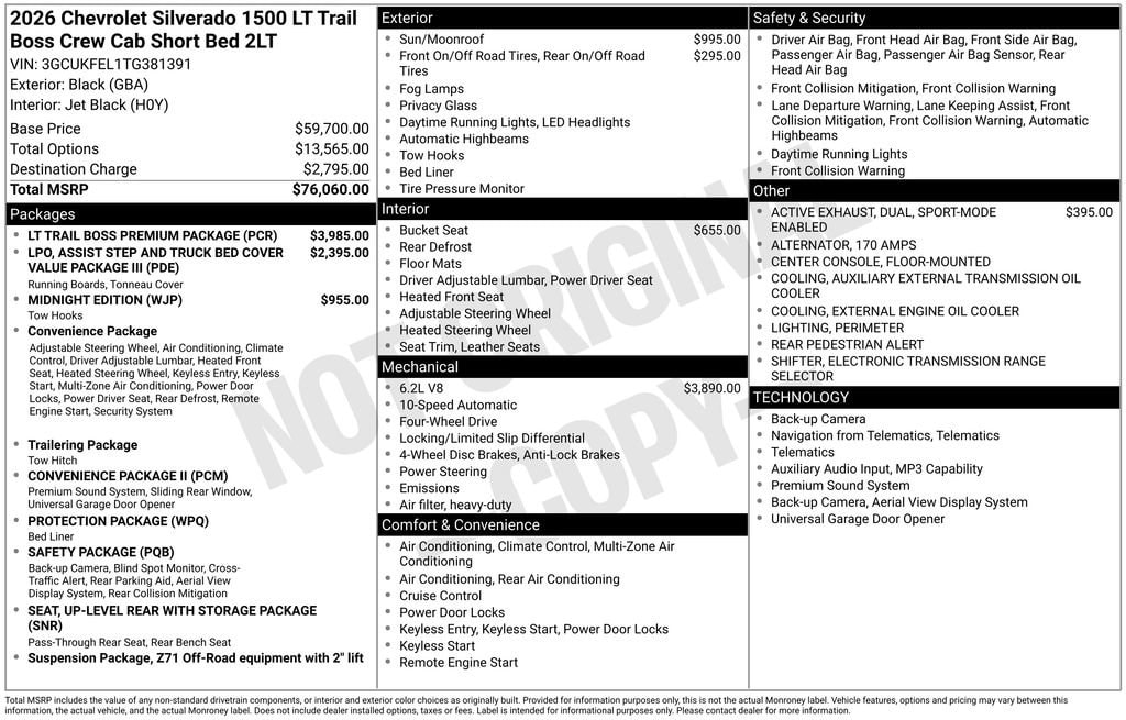 New 2026 Chevrolet Silverado 1500 LT Trail Boss Truck Crew Cab