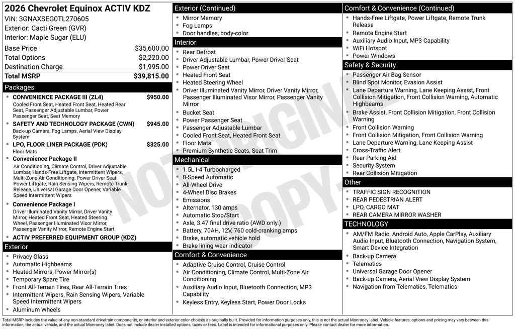New 2026 Chevrolet Equinox ACTIV SUV
