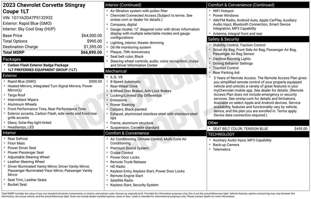 Certified 2023 Chevrolet Corvette Stingray 1LT Coupe