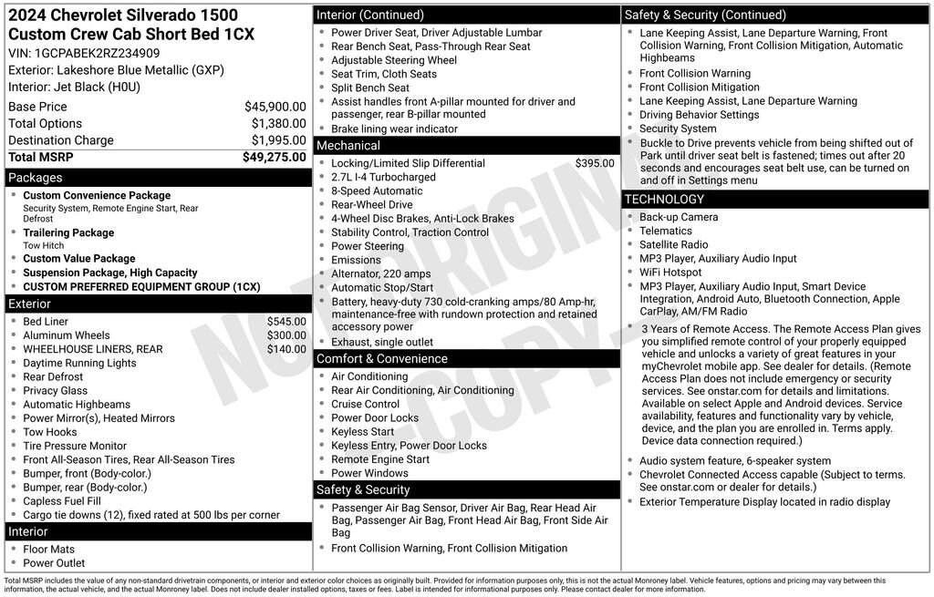 Certified 2024 Chevrolet Silverado 1500 Custom Truck Crew Cab