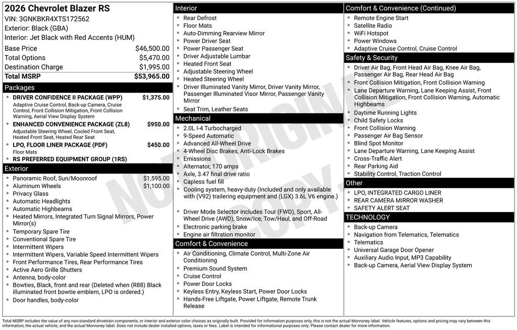 New 2026 Chevrolet Blazer RS SUV