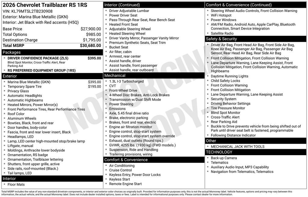New 2026 Chevrolet Trailblazer RS SUV