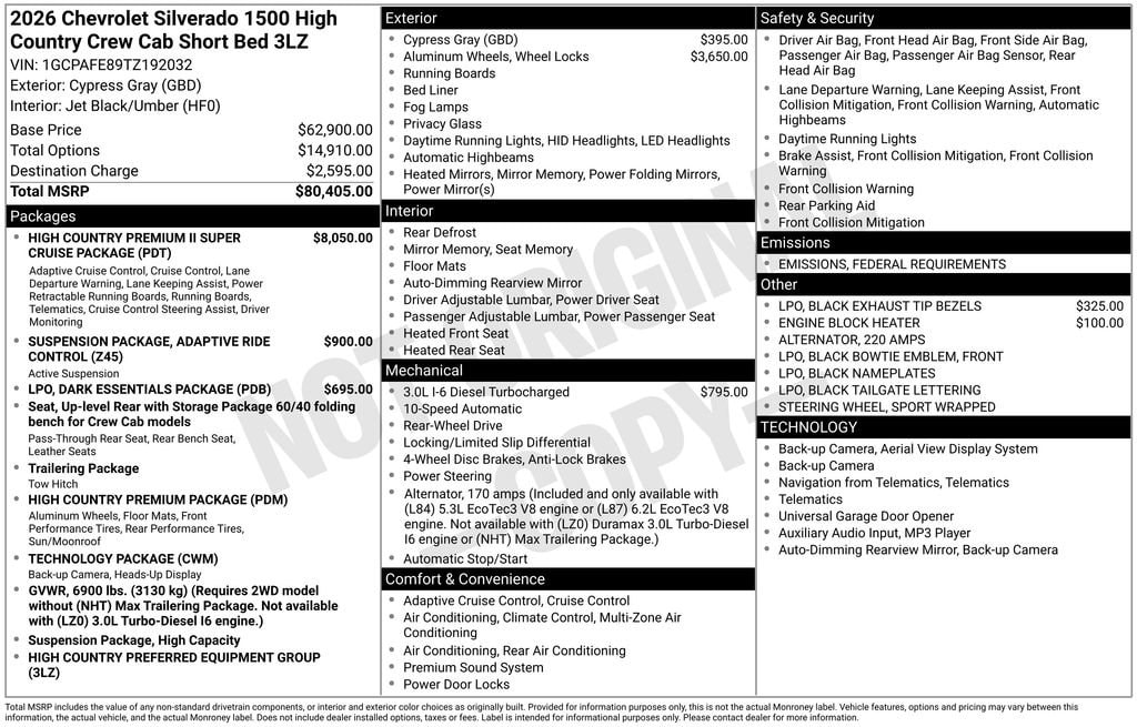 New 2026 Chevrolet Silverado 1500 High Country Truck Crew Cab