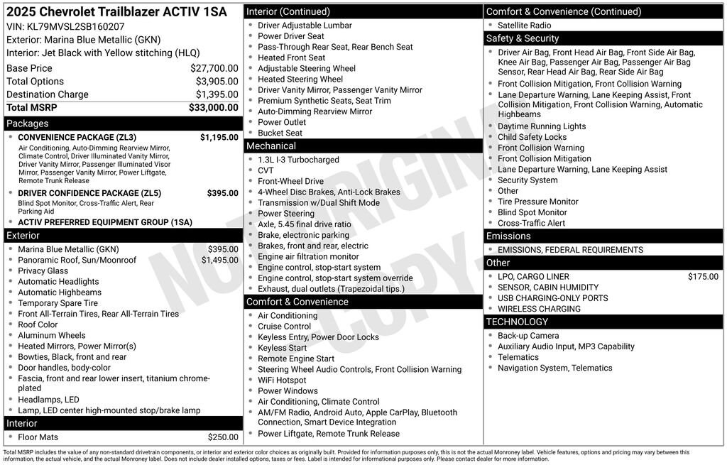 New 2025 Chevrolet Trailblazer ACTIV SUV