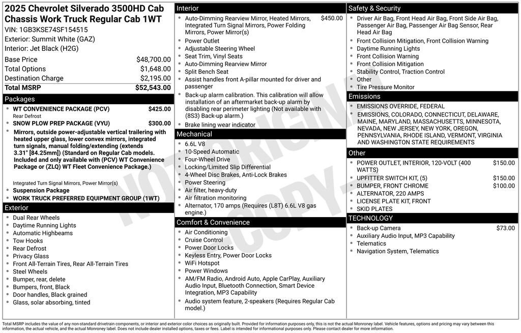 New 2025 Chevrolet Silverado 3500 HD Chassis Work Truck Truck Regular Cab