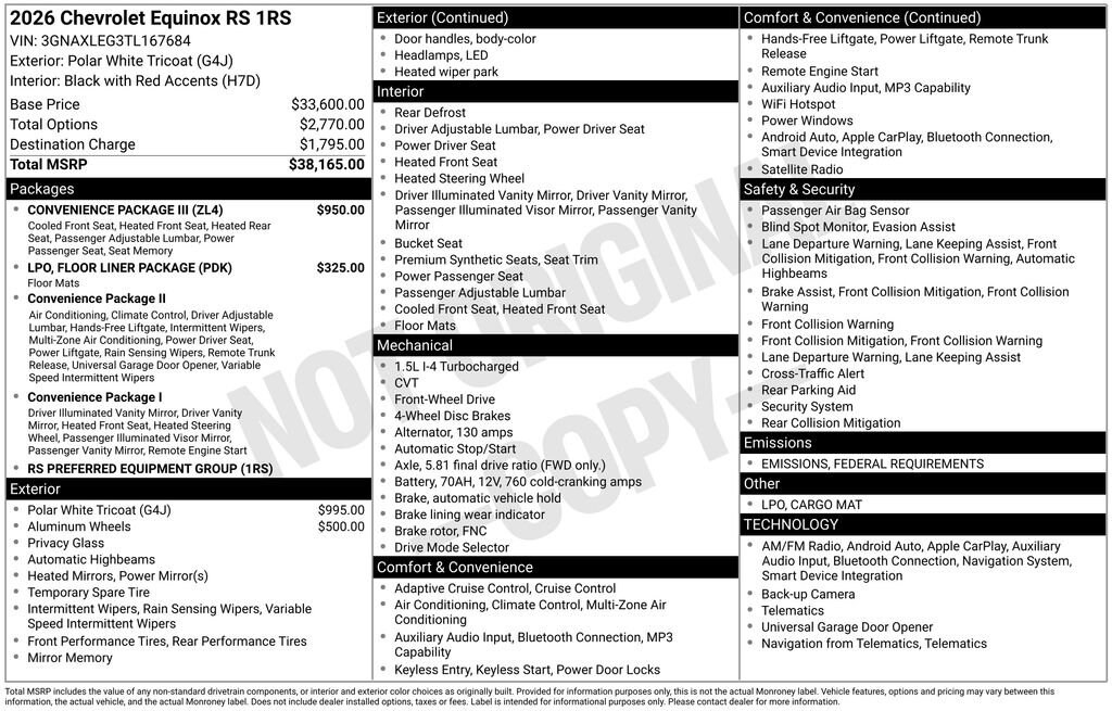 New 2026 Chevrolet Equinox RS SUV