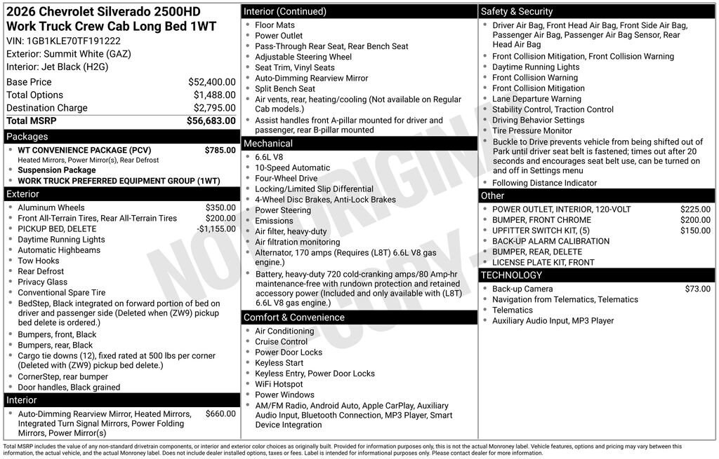 New 2026 Chevrolet Silverado 2500 HD Work Truck Truck Crew Cab