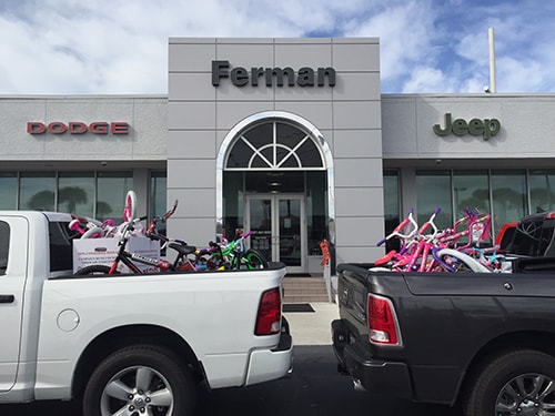 Photo of Dodge trucks filled with new bikes from Ferman New Port Richey