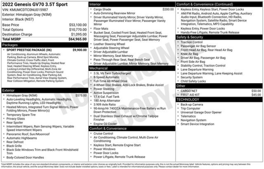 Used 2022 Genesis GV70 3.5T Sport SUV