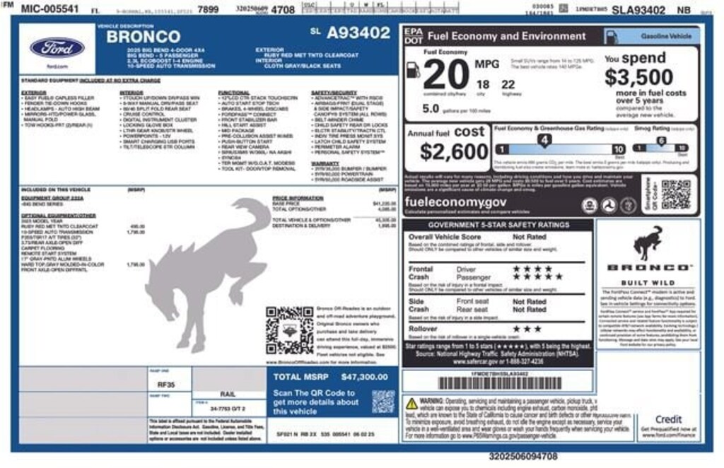 Certified 2025 Ford Bronco Big Bend SUV