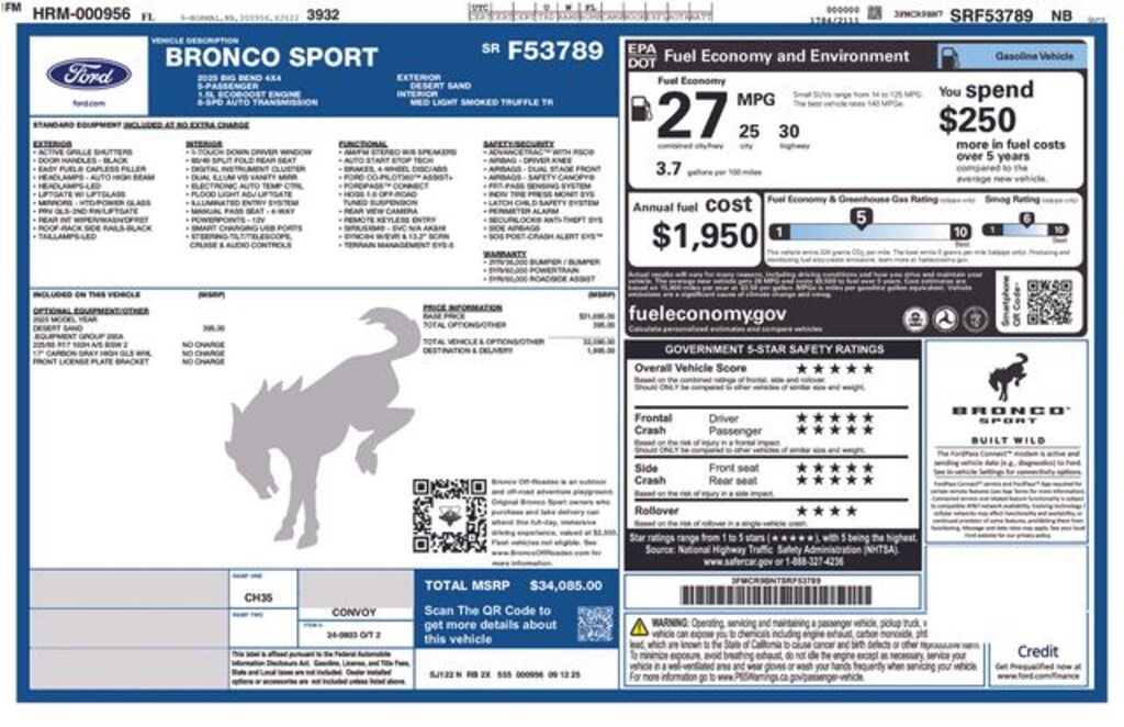 New 2025 Ford Bronco Sport Big Bend SUV