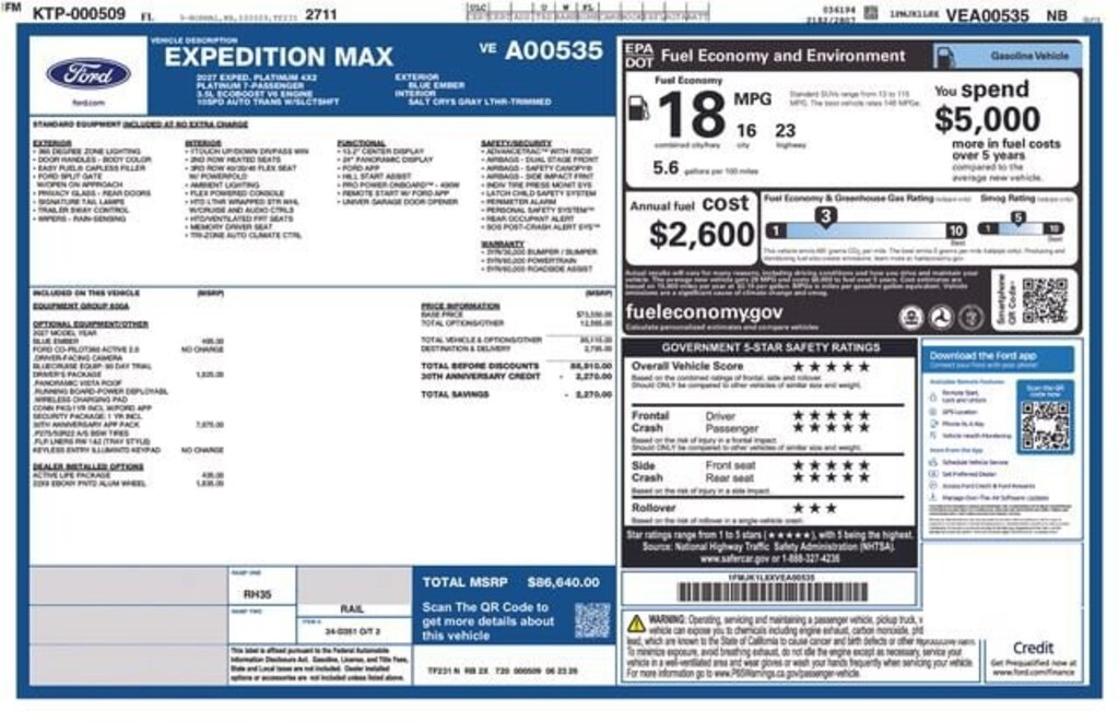 New 2027 Ford Expedition Max Platinum SUV