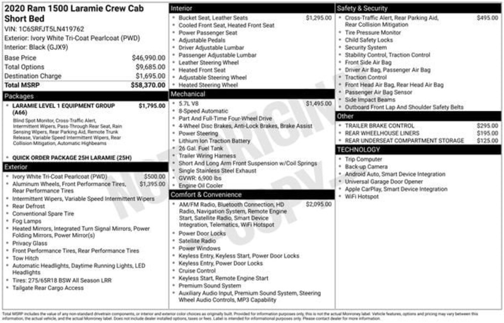 Certified 2020 Ram 1500 Laramie Truck Crew Cab