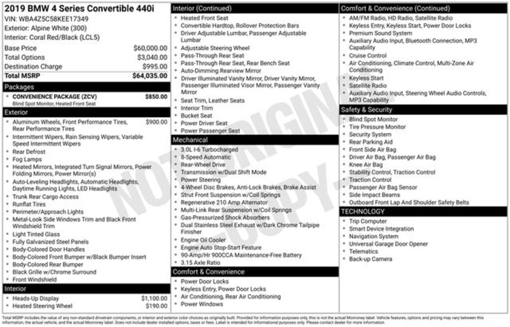 Certified 2019 BMW 4 Series 440i Convertible