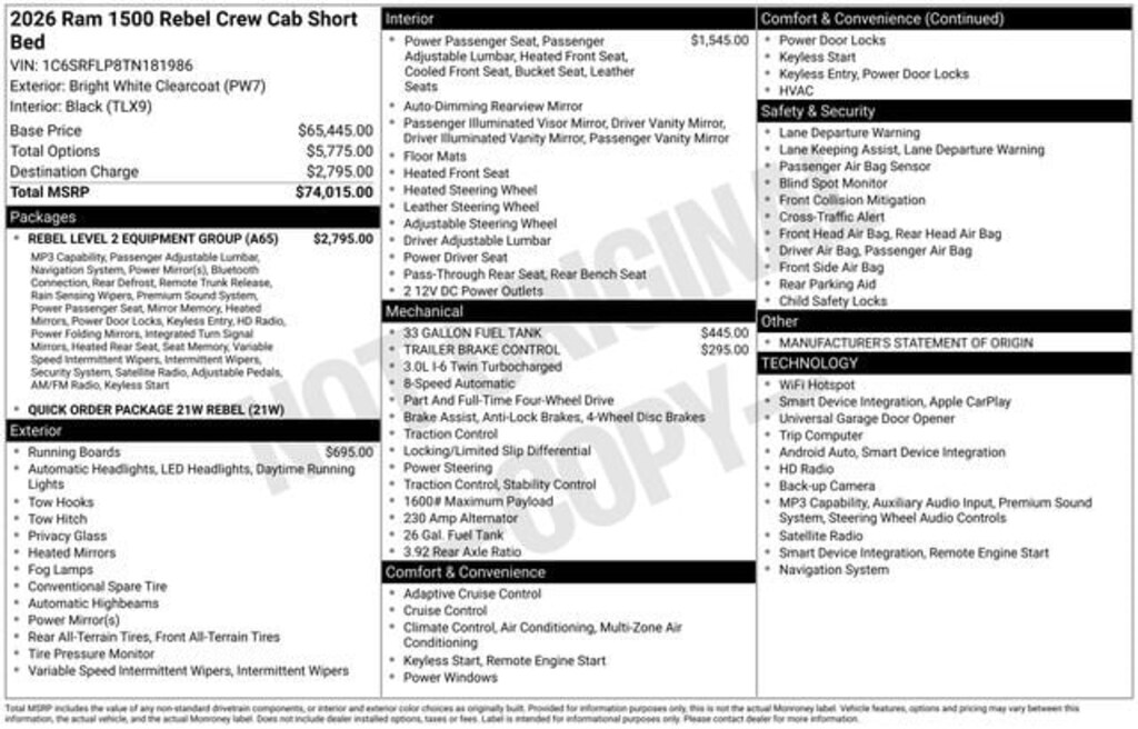 Used 2026 Ram 1500 Rebel Truck Crew Cab