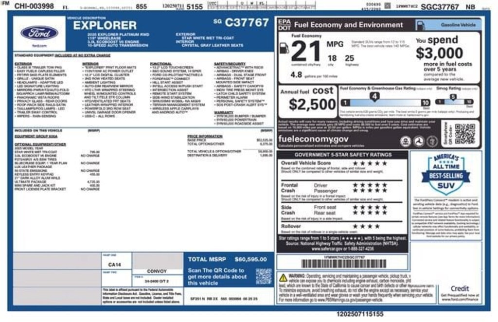 Used 2025 Ford Explorer Platinum SUV