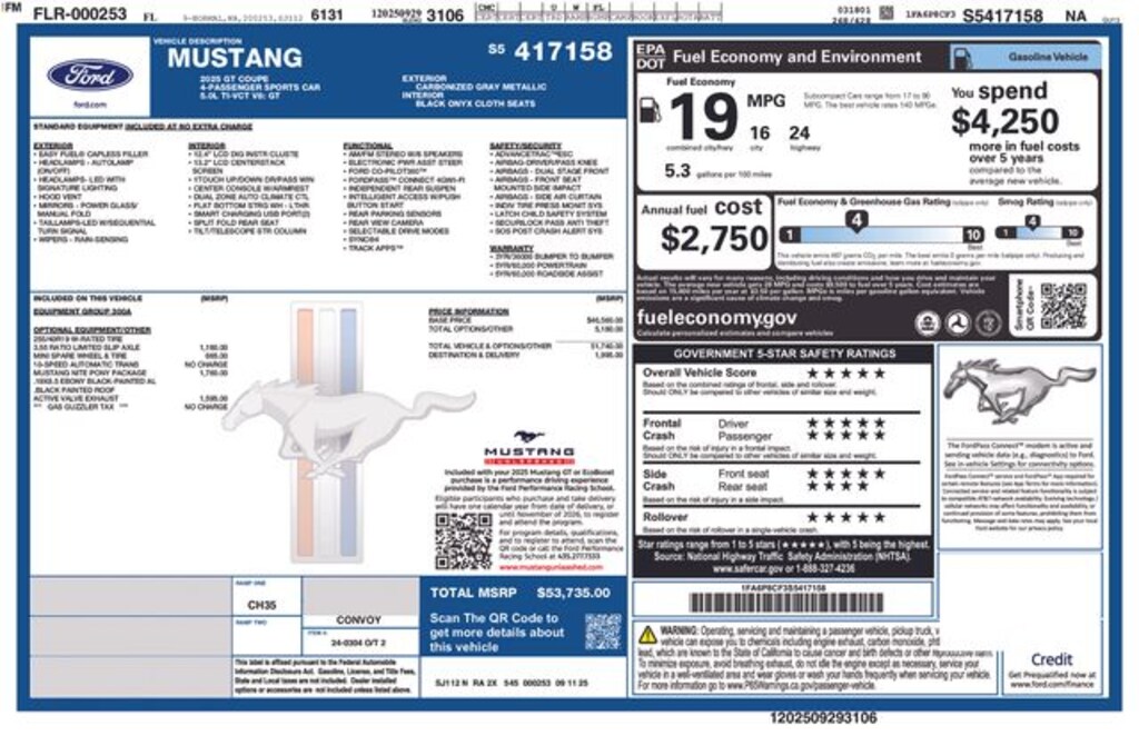 New 2025 Ford Mustang GT Coupe