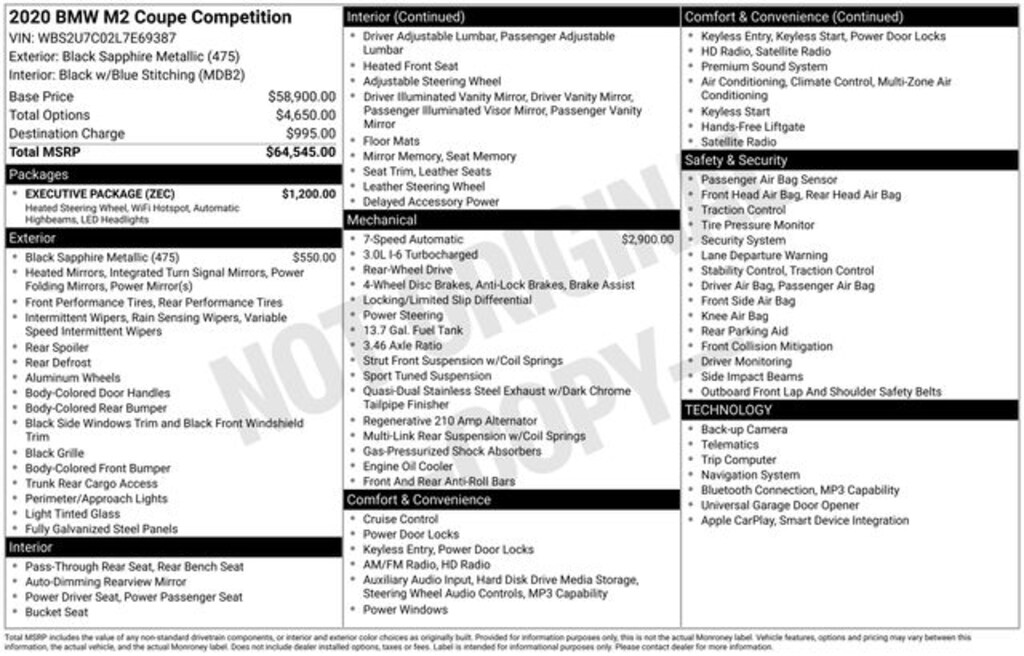 Used 2020 BMW M2 Competition Coupe