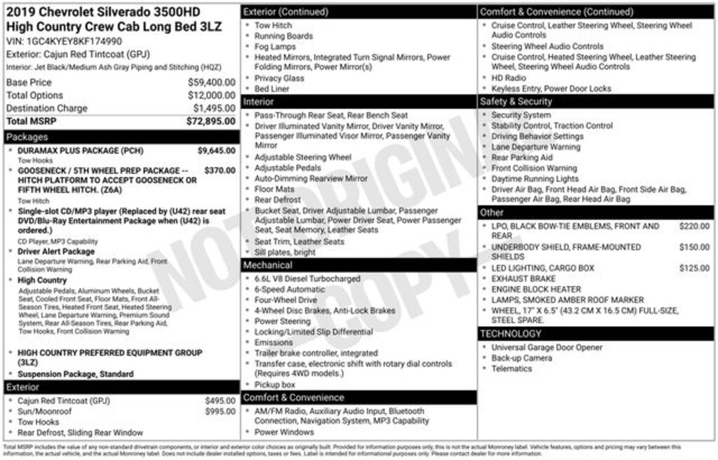 Certified 2019 Chevrolet Silverado 3500HD High Country Truck Crew Cab