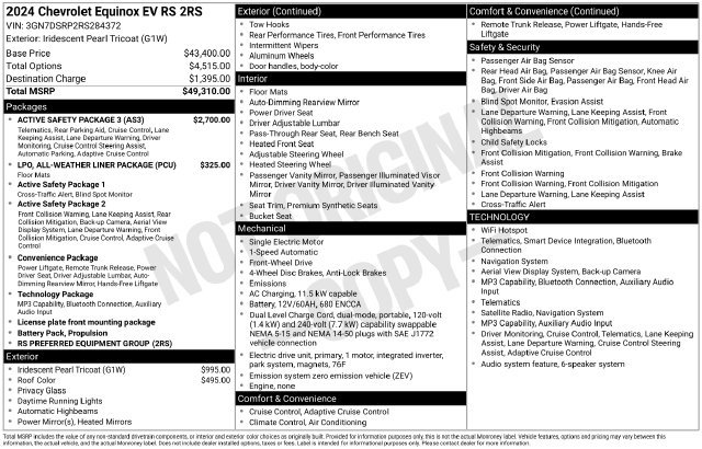 Certified 2024 Chevrolet Equinox EV RS SUV