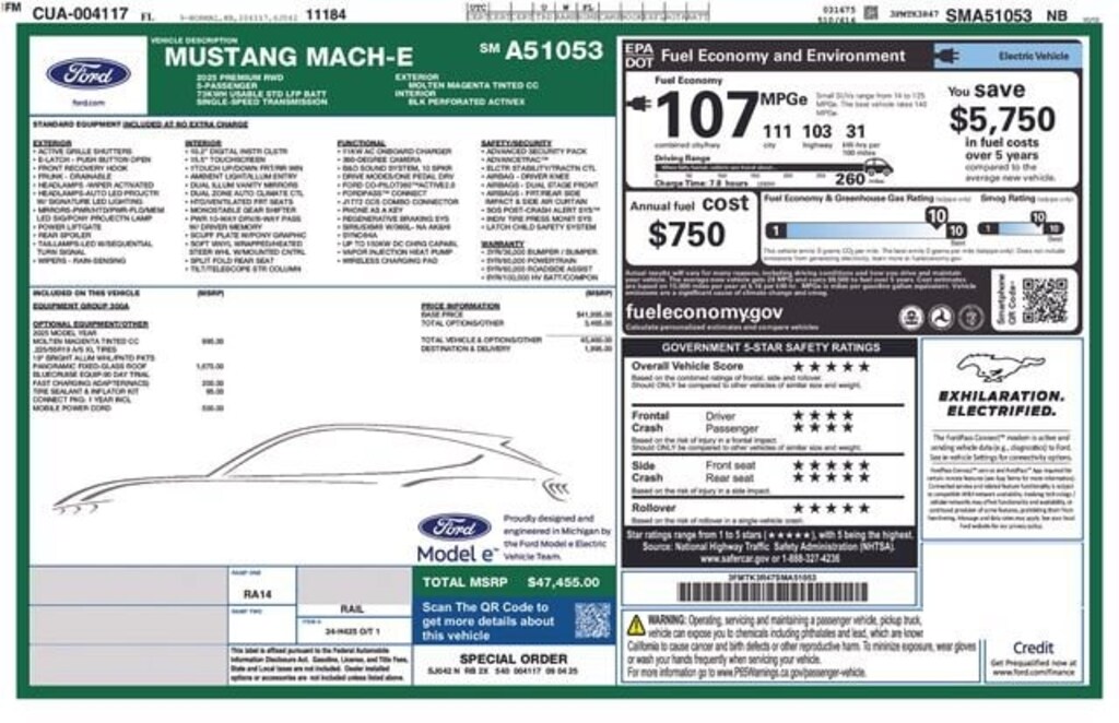 Certified 2025 Ford Mustang Mach-E Premium SUV