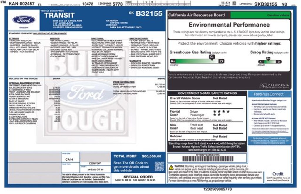 New 2025 Ford Transit-250 Base Van Low Roof Van