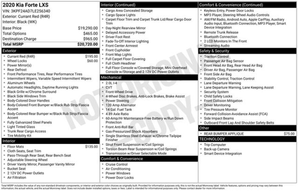 Certified 2020 Kia Forte LXS Sedan