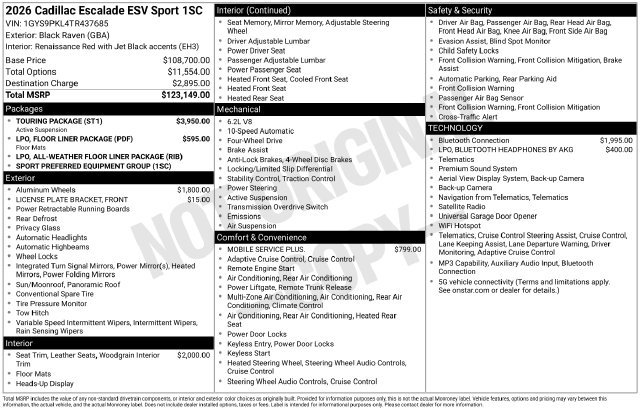Used 2026 Cadillac Escalade ESV Sport SUV