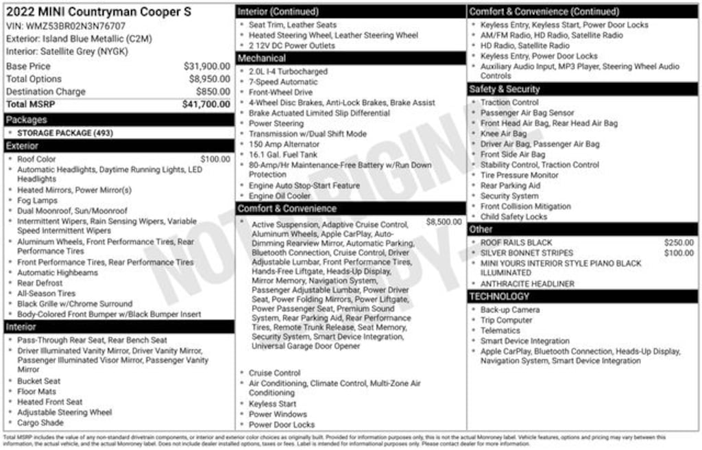 Certified 2022 MINI Cooper S Countryman Iconic SUV