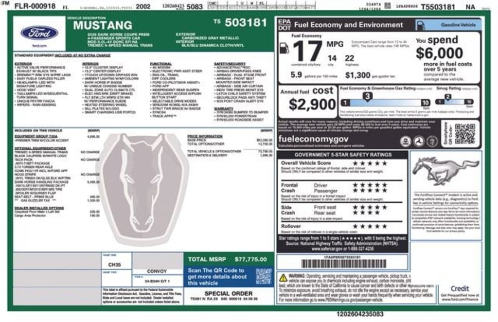 New 2026 Ford Mustang Dark Horse Coupe