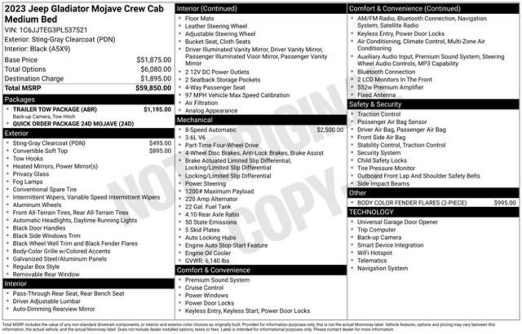 Certified 2023 Jeep Gladiator Mojave Truck Crew Cab