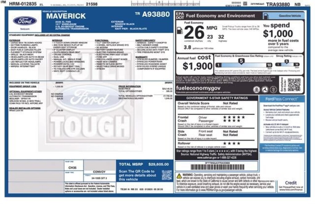 New 2026 Ford Maverick XL Truck SuperCrew