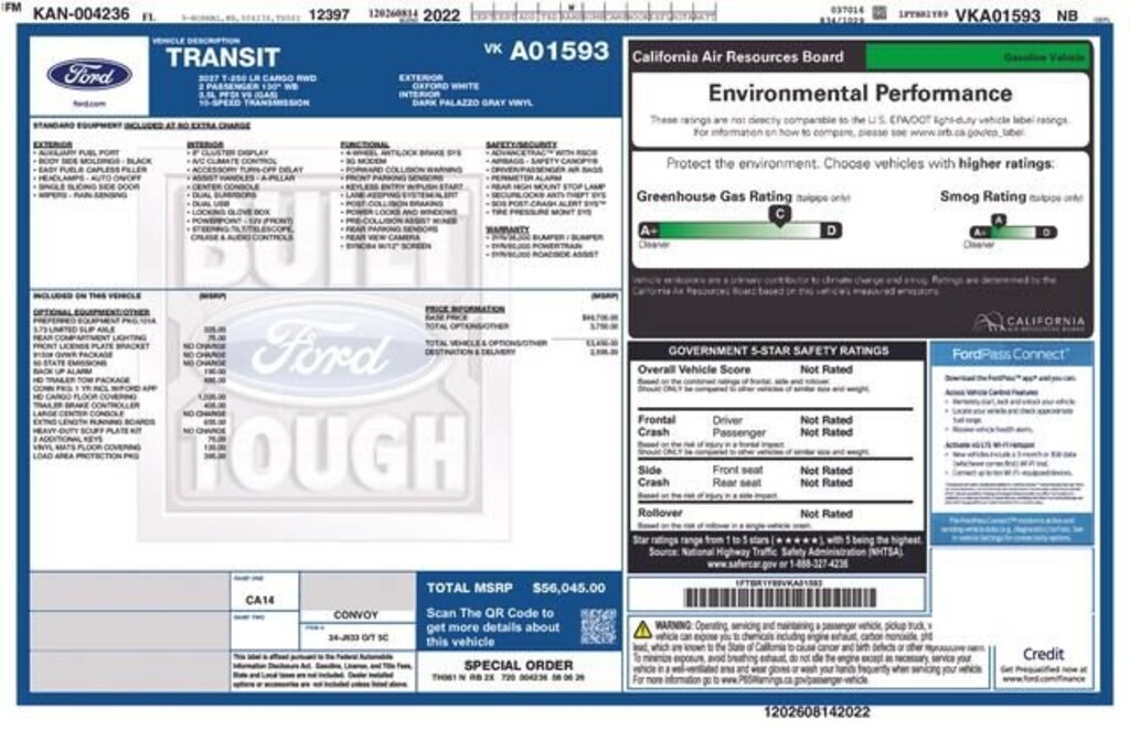 New 2027 Ford Transit-250 Cargo Base Van Low Roof Van