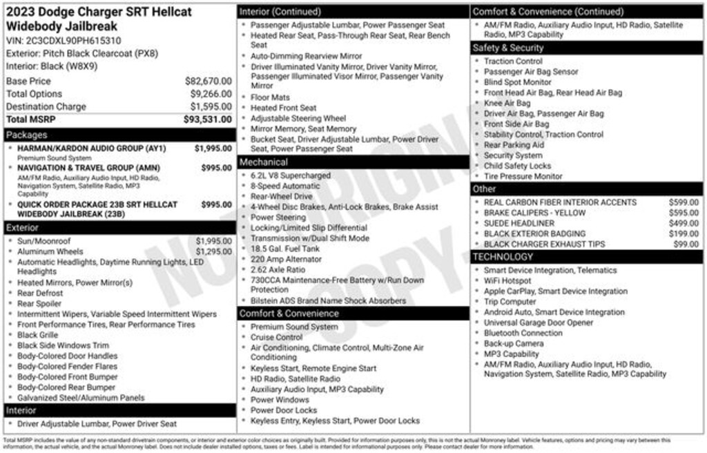 Used 2023 Dodge Charger SRT Hellcat Widebody Sedan