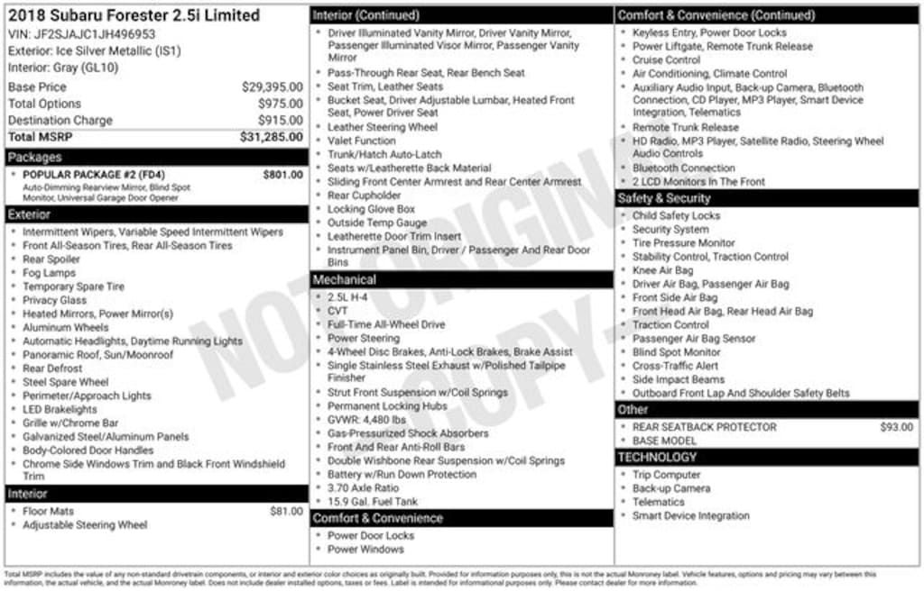 Certified 2018 Subaru Forester 2.5i Limited SUV