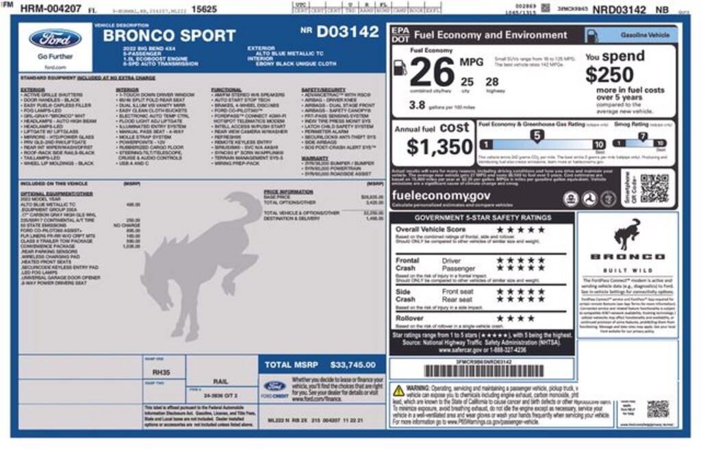 Certified 2022 Ford Bronco Sport Big Bend SUV