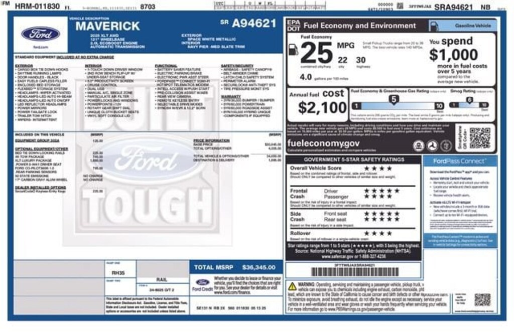 Certified 2025 Ford Maverick XLT Truck SuperCrew