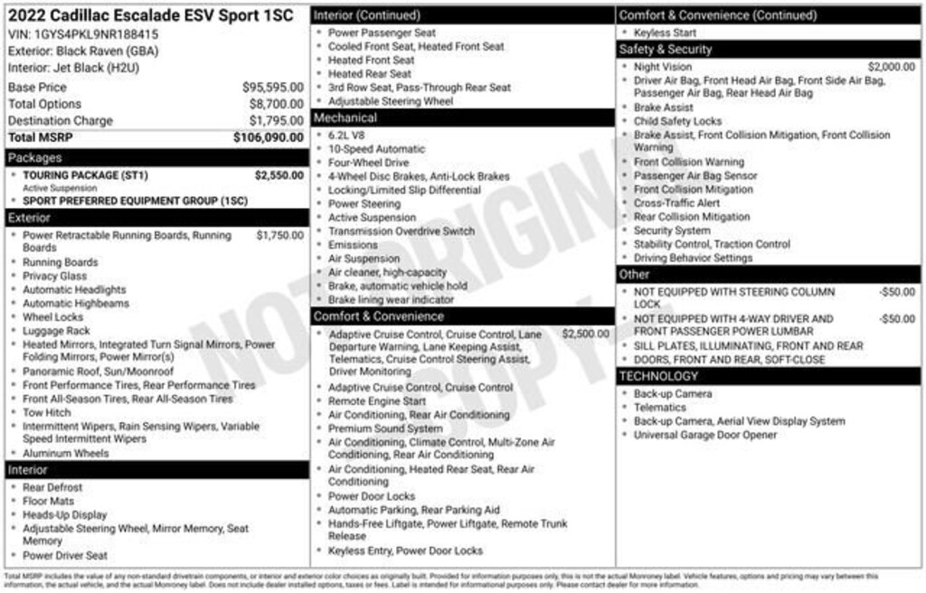 Certified 2022 Cadillac Escalade ESV Sport SUV