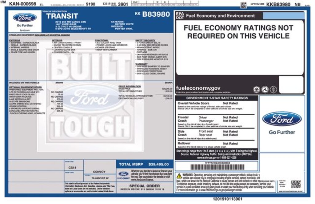 Used 2019 Ford Transit-250 Base Van Medium Roof Cargo Van