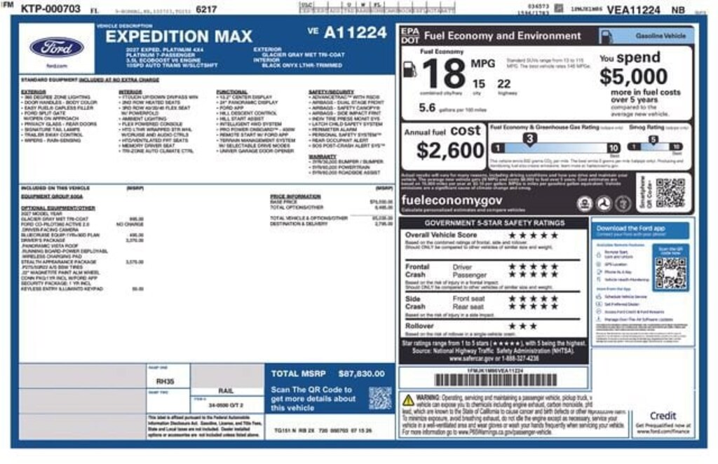 New 2027 Ford Expedition Max Platinum SUV