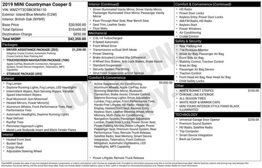 Certified 2019 MINI Cooper S Countryman Iconic SUV
