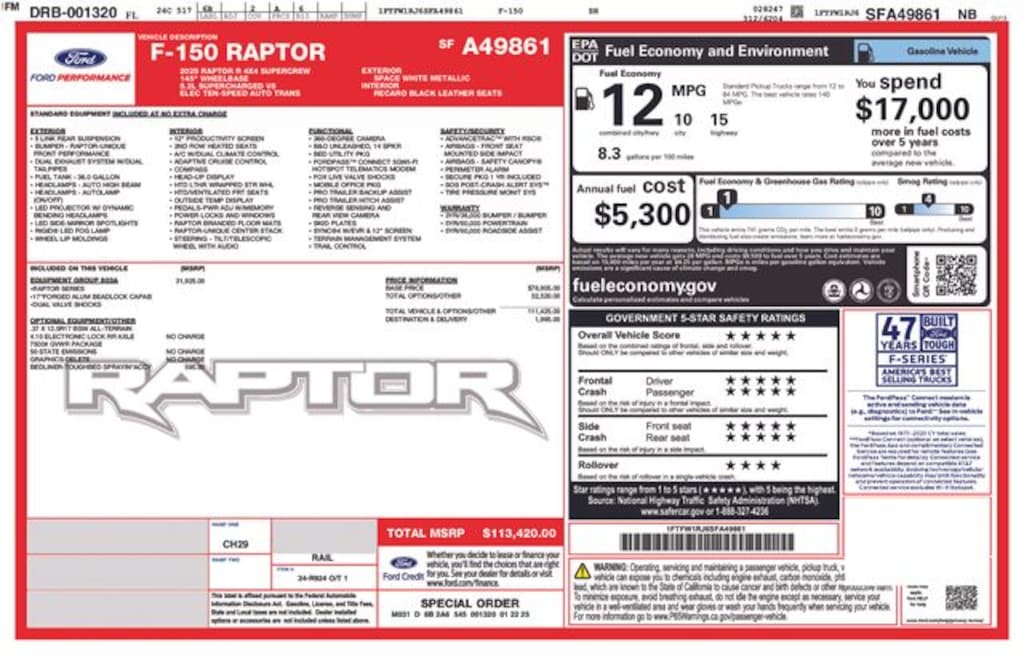 Certified 2025 Ford F-150 Raptor Truck SuperCrew Cab