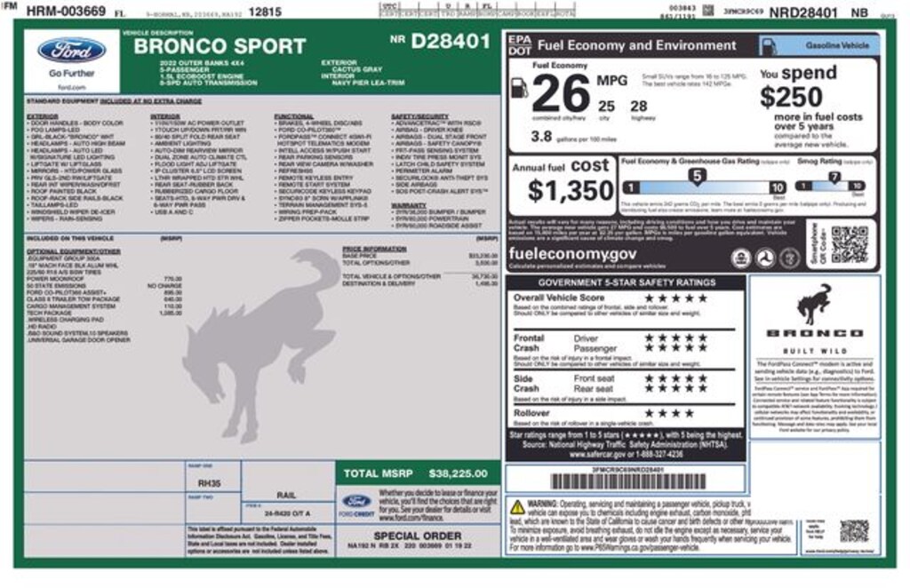 Certified 2022 Ford Bronco Sport Outer Banks SUV