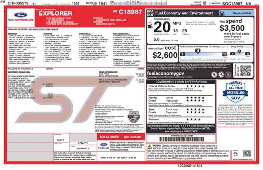 New 2025 Ford Explorer ST SUV