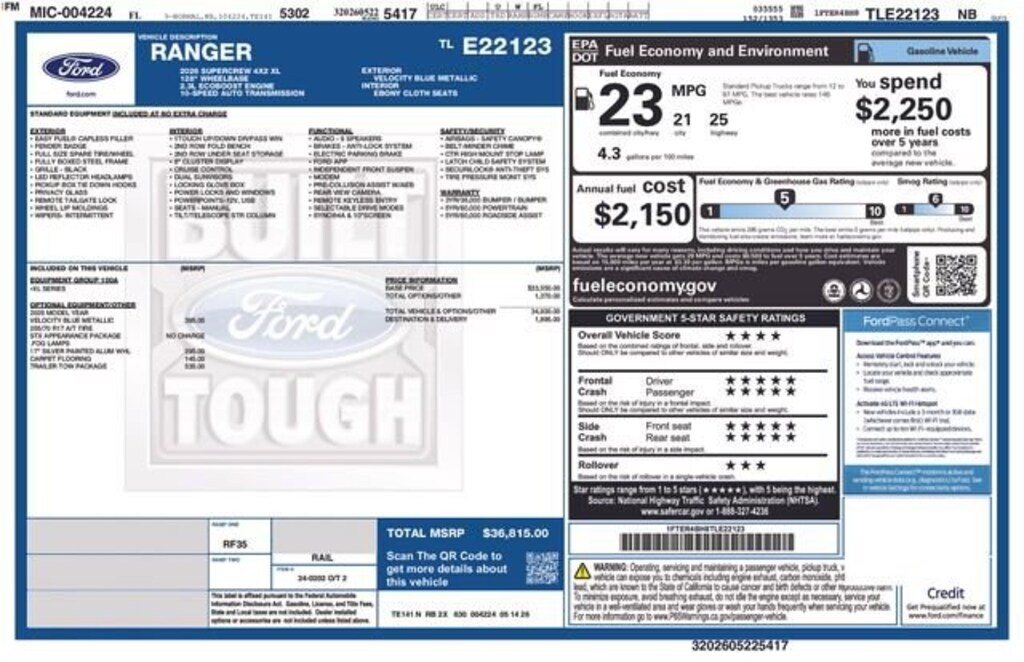 New 2026 Ford Ranger XL Truck SuperCrew