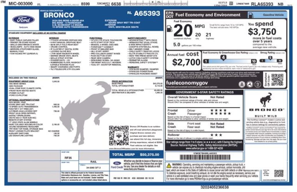 Certified 2024 Ford Bronco Big Bend SUV