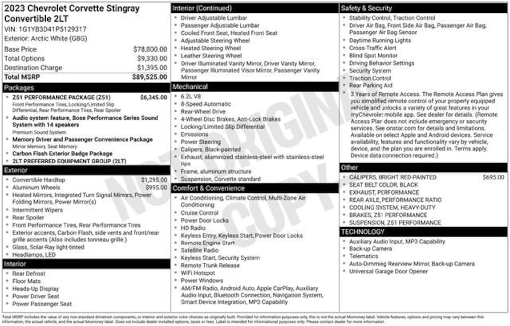 Certified 2023 Chevrolet Corvette Stingray Convertible