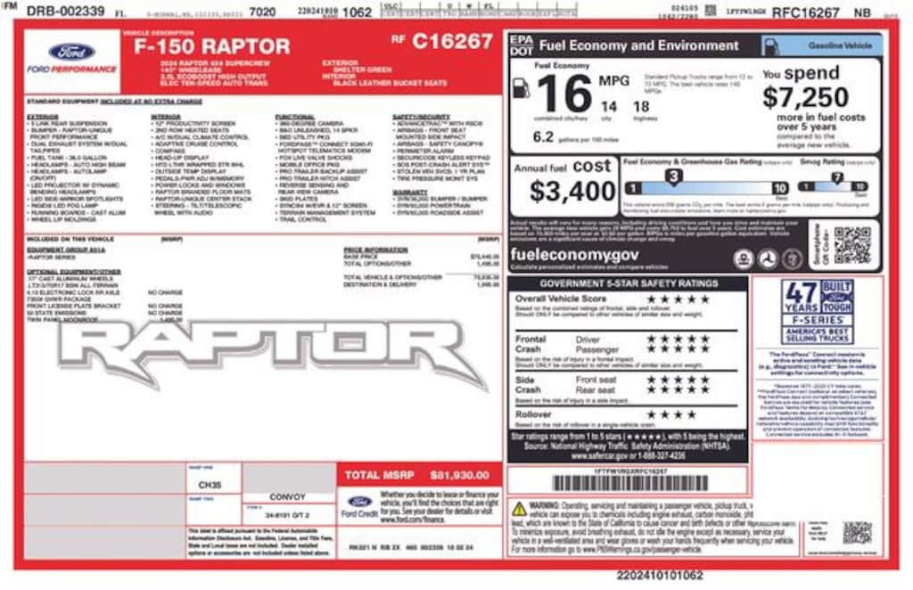 Certified 2024 Ford F-150 Raptor Truck SuperCrew Cab